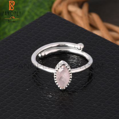 Rose Quartz Marquise Shape 925 Sterling Silver Ring