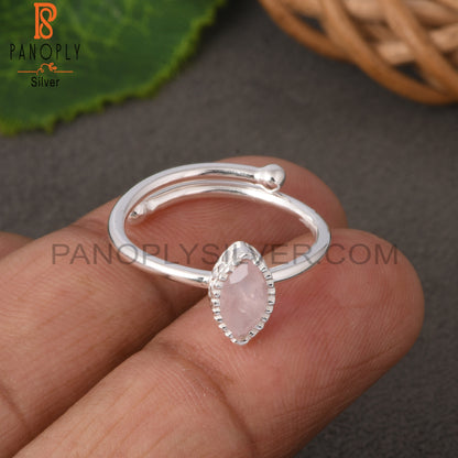 Rose Quartz Marquise Shape 925 Sterling Silver Ring