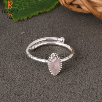 Rose Quartz Marquise Shape 925 Sterling Silver Ring