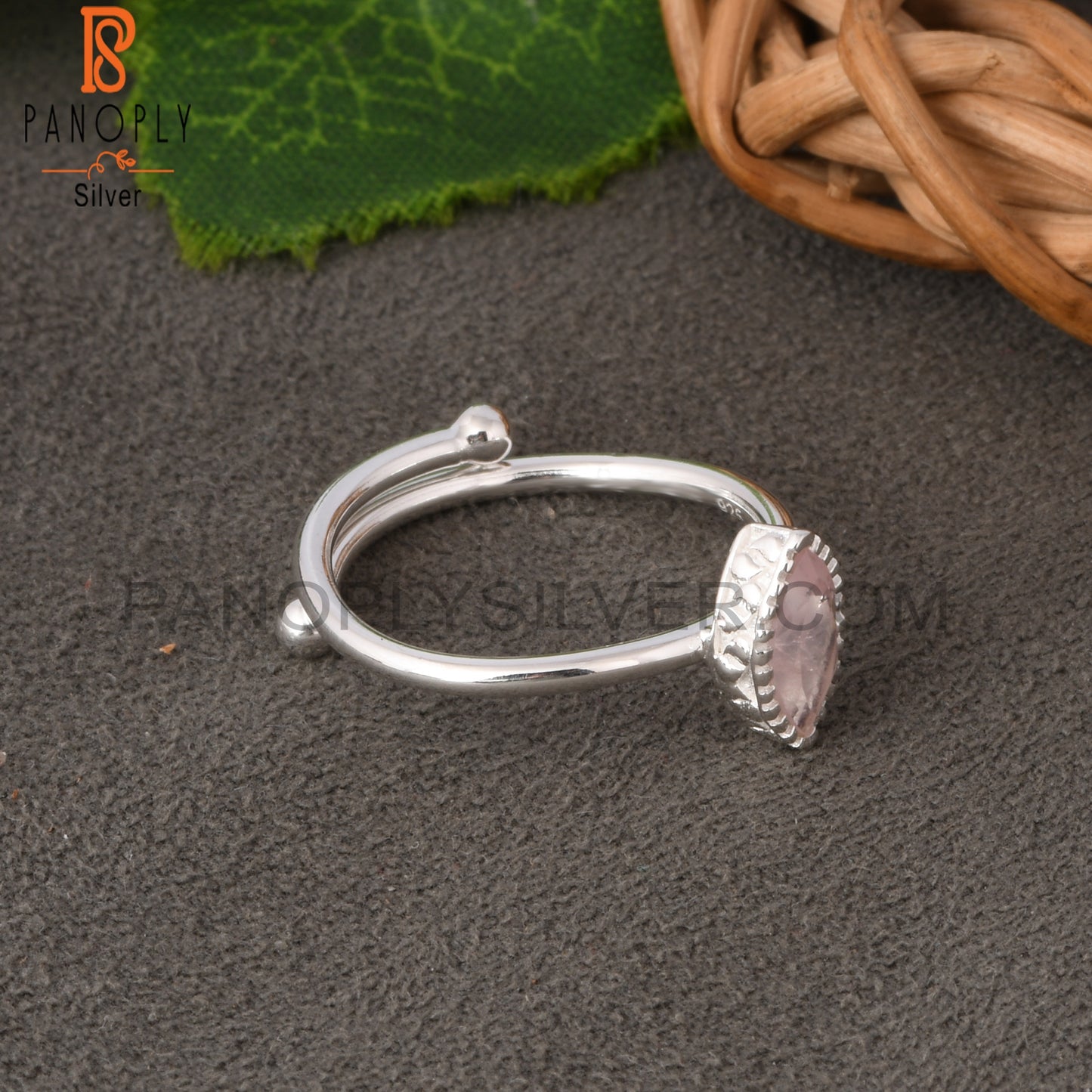 Rose Quartz Marquise Shape 925 Sterling Silver Ring