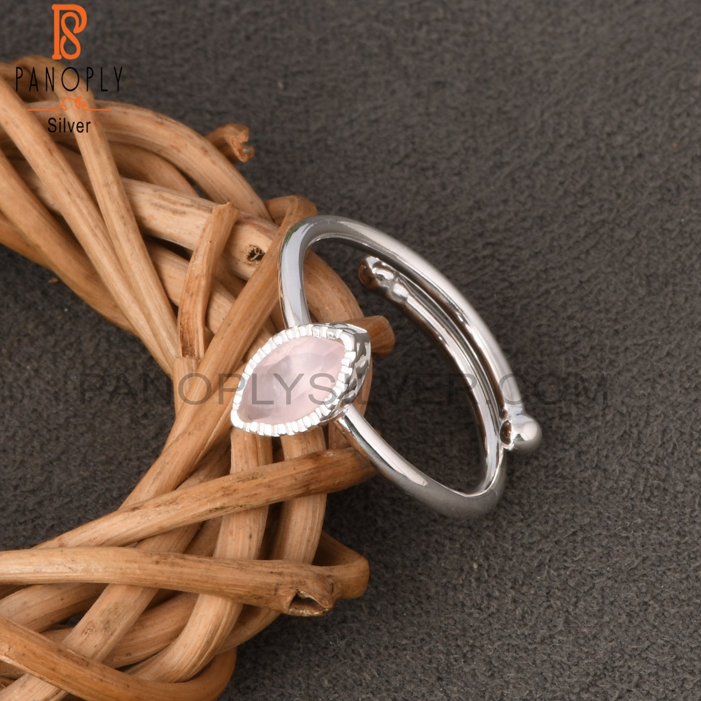 Rose Quartz Marquise Shape 925 Sterling Silver Ring