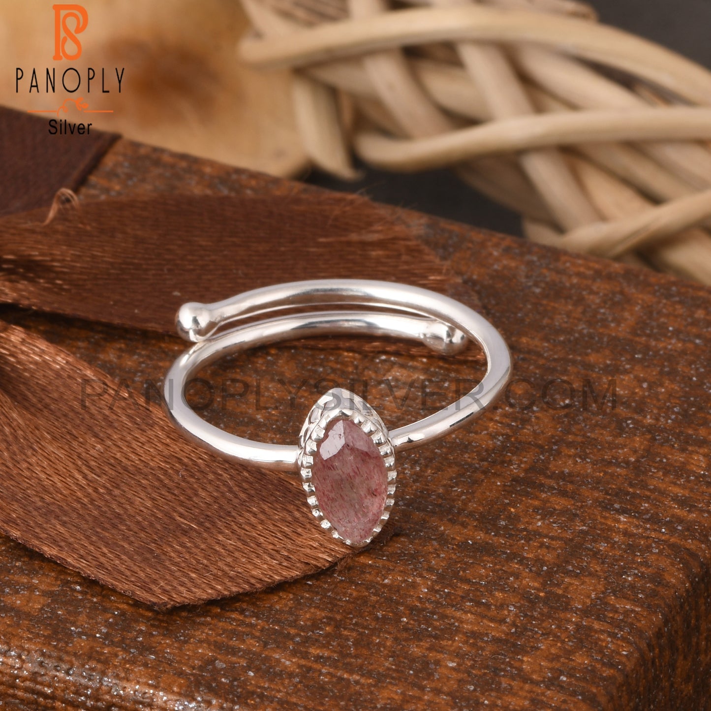 Strawberry Quartz 925 Sterling Silver Marquise Ring