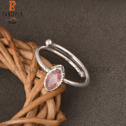 Strawberry Quartz 925 Sterling Silver Marquise Ring