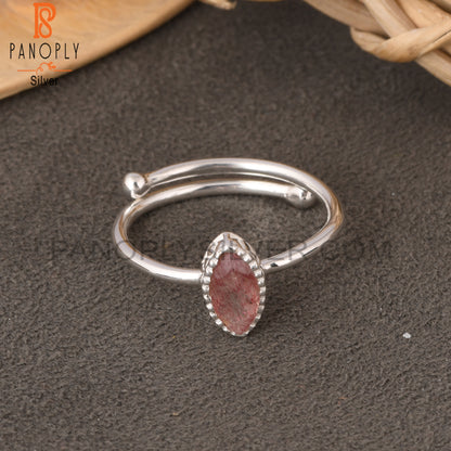 Strawberry Quartz 925 Sterling Silver Marquise Ring