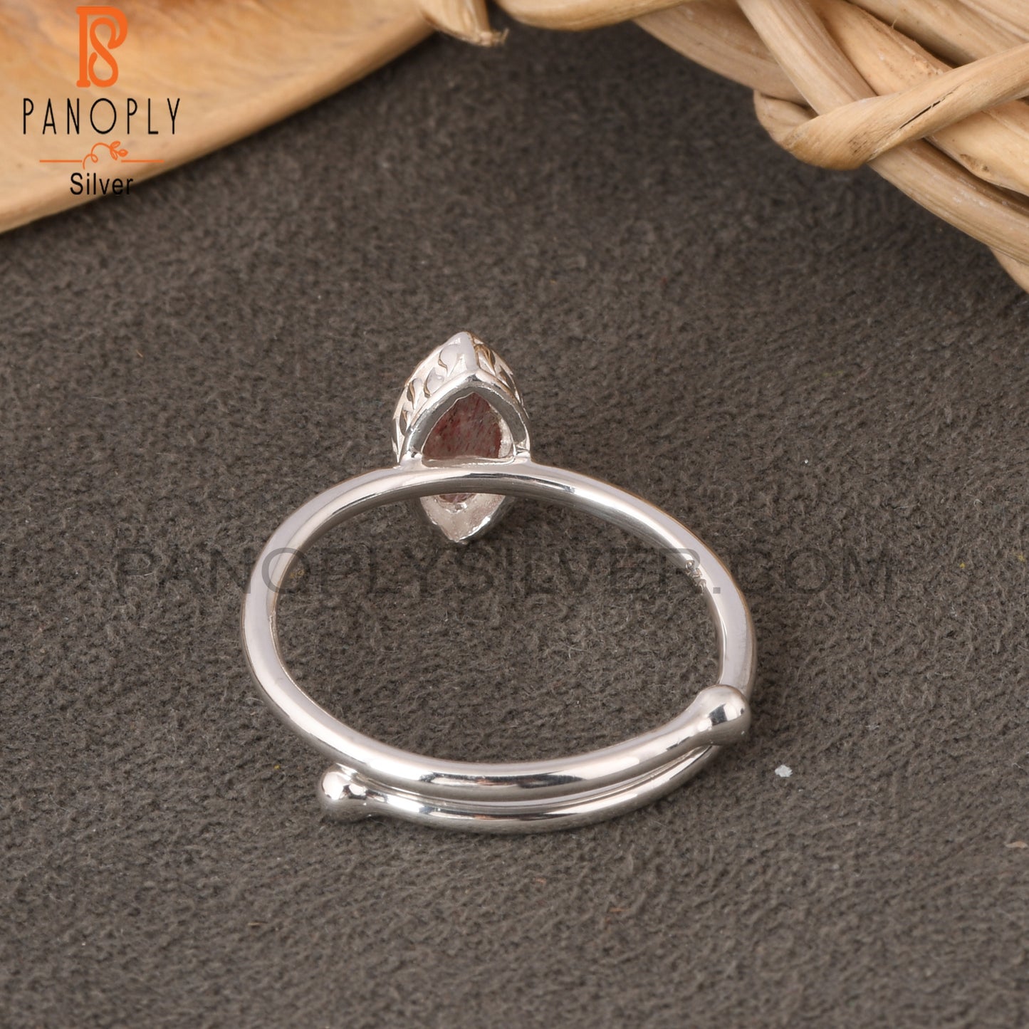 Strawberry Quartz 925 Sterling Silver Marquise Ring