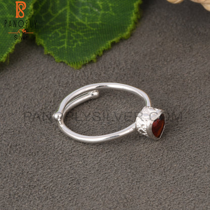 Garnet Heart Shape 925 Sterling Silver Ring