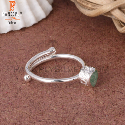 Green Strawberry Quartz Heart Shape 925 Sterling Silver Ring