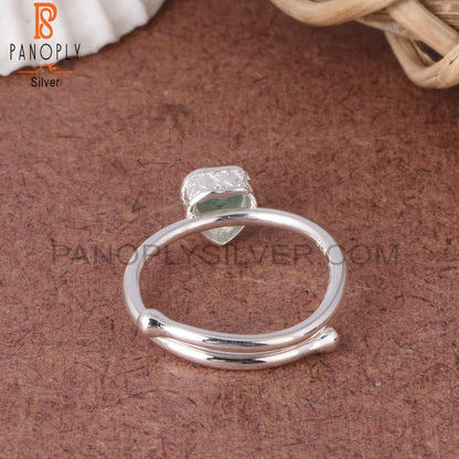 Green Strawberry Quartz Heart Shape 925 Sterling Silver Ring