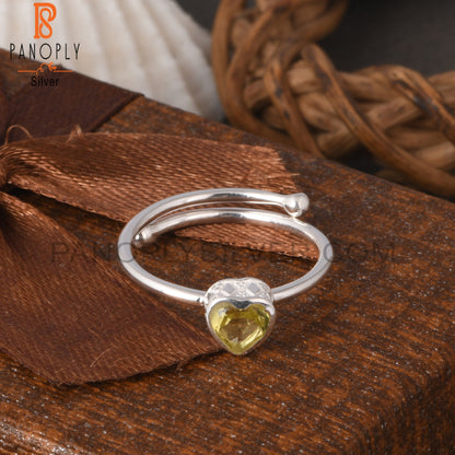 Lemon Topaz Heart 925 Sterling Silver Beautiful Love Ring