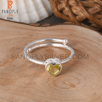 Lemon Topaz Heart 925 Sterling Silver Beautiful Love Ring
