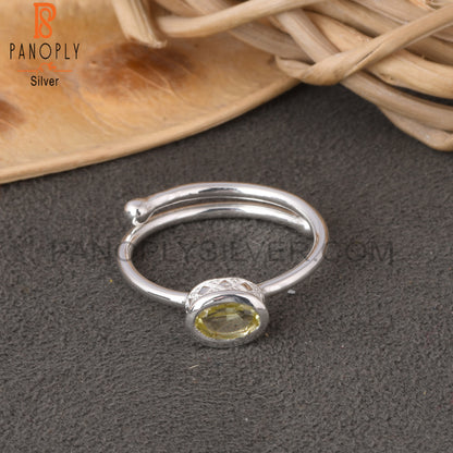 Lemon Topaz Oval 925 Sterling Silver Openable Ring
