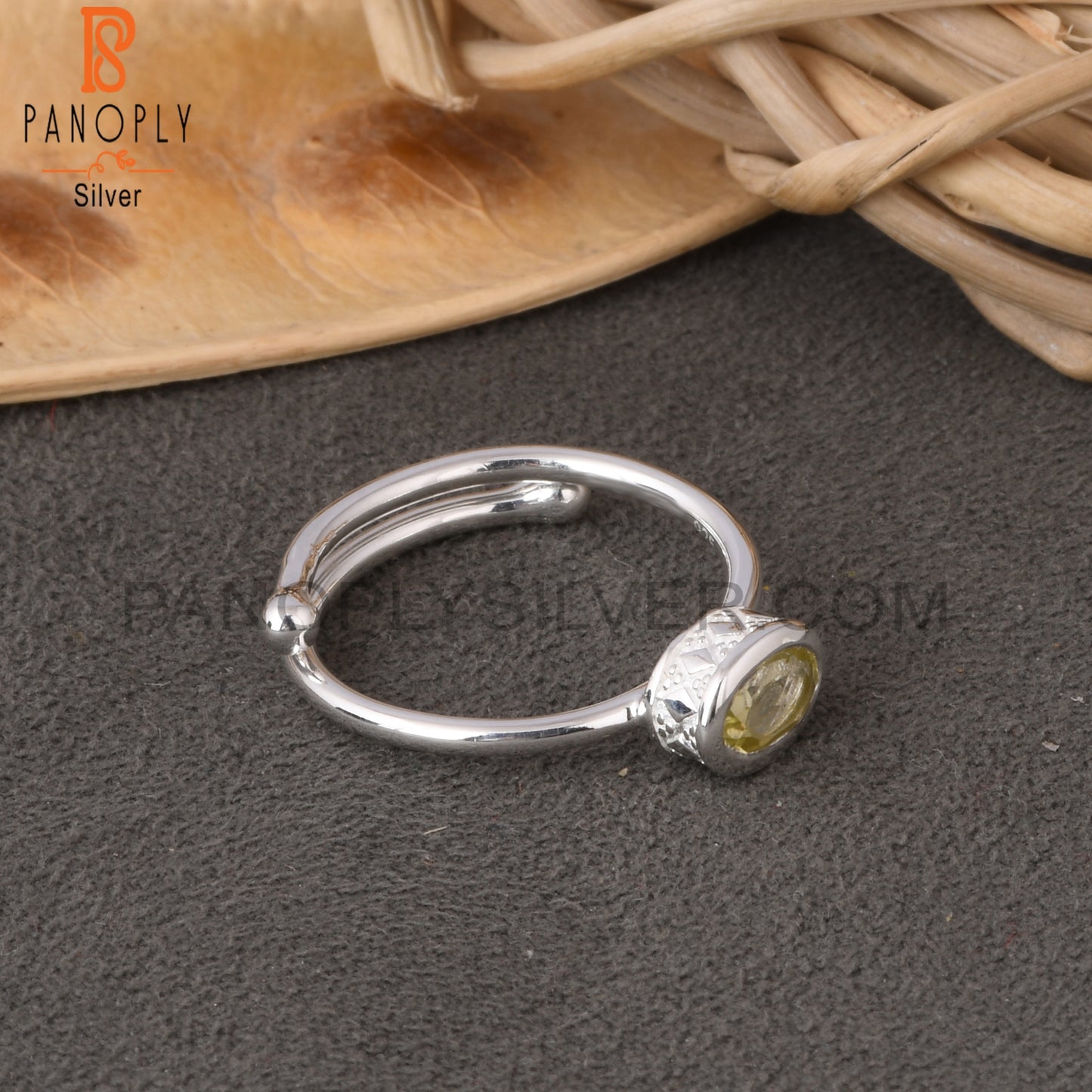 Lemon Topaz Oval 925 Sterling Silver Openable Ring