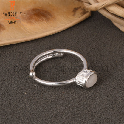 Rainbow Moonstone Oval 925 Sterling Silver Ring