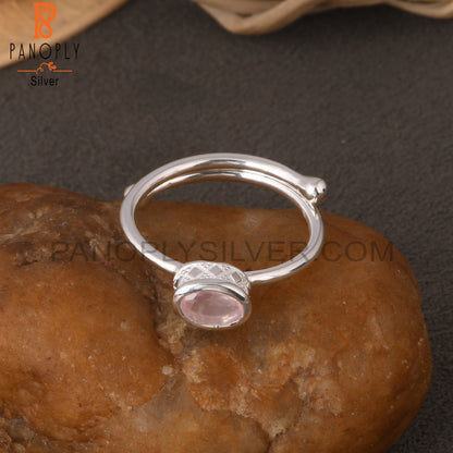Rose Quartz Oval 925 Sterling Silver Gift Ring