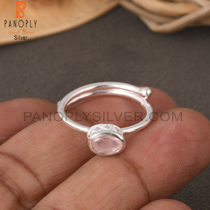 Rose Quartz Oval 925 Sterling Silver Gift Ring