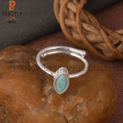 Amazonite Marquise Shape 925 Sterling Silver Sky Blue Ring