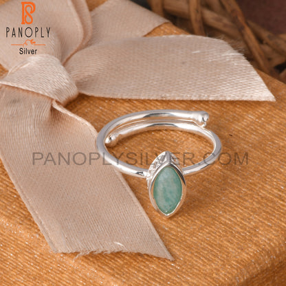 Amazonite Marquise Shape 925 Sterling Silver Sky Blue Ring