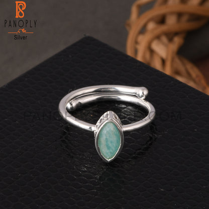 Amazonite Marquise Shape 925 Sterling Silver Sky Blue Ring