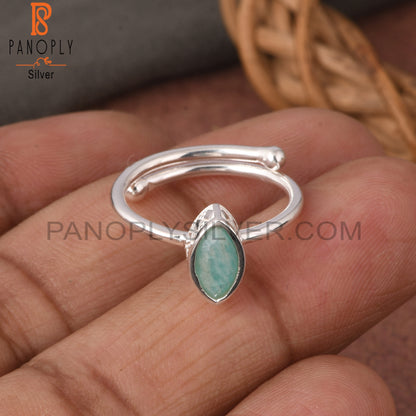 Amazonite Marquise Shape 925 Sterling Silver Sky Blue Ring