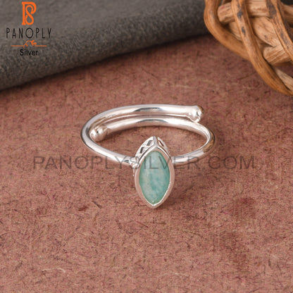 Amazonite Marquise Shape 925 Sterling Silver Sky Blue Ring
