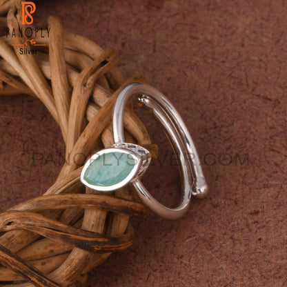 Amazonite Marquise Shape 925 Sterling Silver Sky Blue Ring