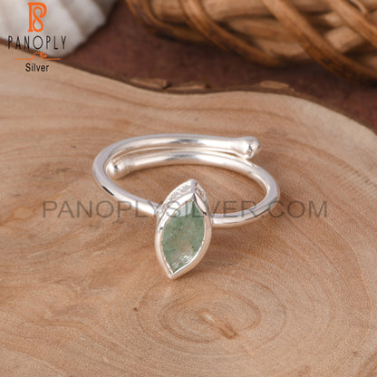 Green Strawberry Quartz Marquise 925 Sterling Silver Ring