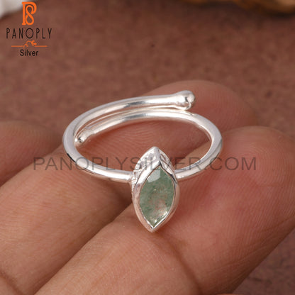 Green Strawberry Quartz Marquise 925 Sterling Silver Ring