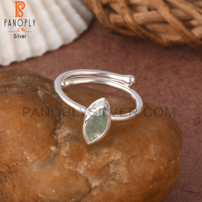 Green Strawberry Quartz Marquise 925 Sterling Silver Ring