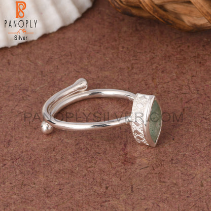 Green Strawberry Quartz Marquise 925 Sterling Silver Ring