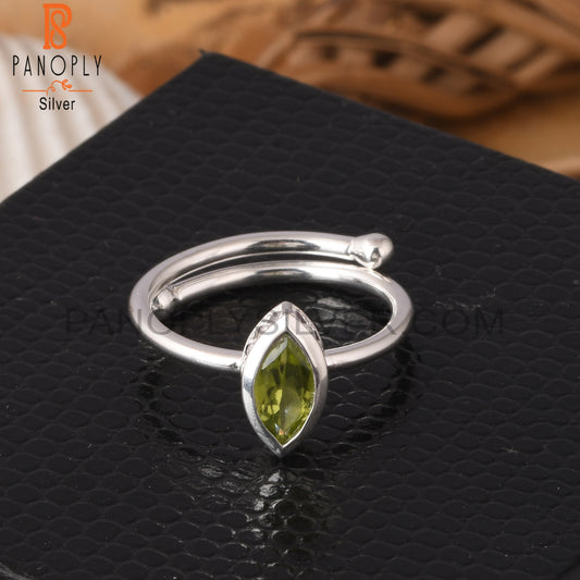 Peridot Marquise Shape 925 Silver Brithstone Openable Ring