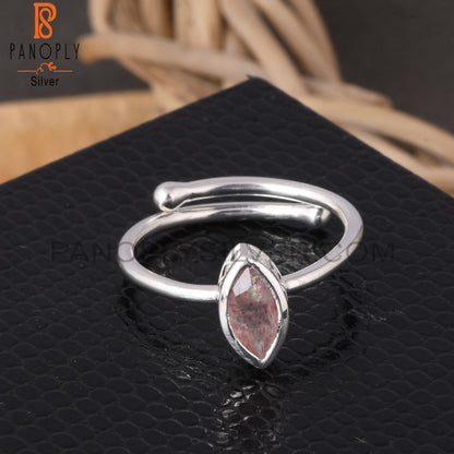 Strawberry Quartz Marquise 925 Sterling Silver Ring