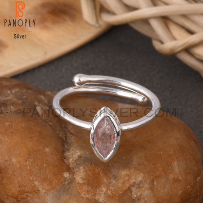 Strawberry Quartz Marquise 925 Sterling Silver Ring