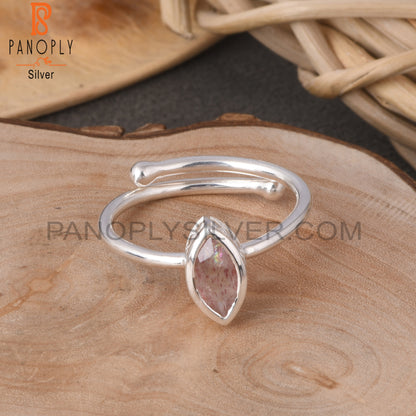 Strawberry Quartz Marquise 925 Sterling Silver Ring