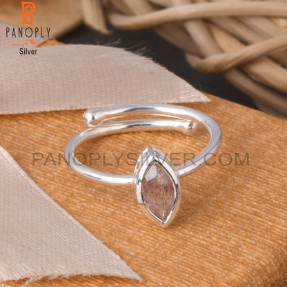 Strawberry Quartz Marquise 925 Sterling Silver Ring