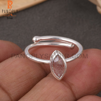 Strawberry Quartz Marquise 925 Sterling Silver Ring