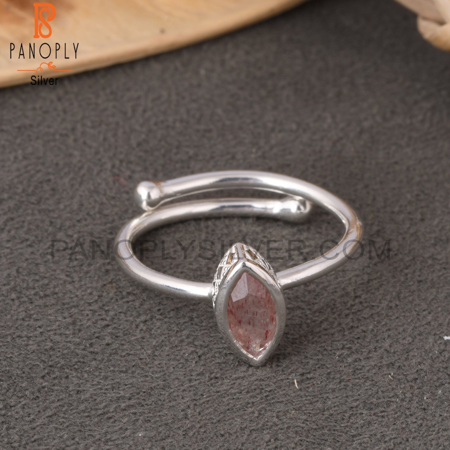 Strawberry Quartz Marquise 925 Sterling Silver Ring