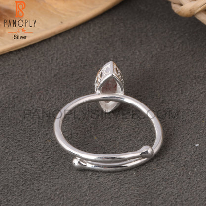 Strawberry Quartz Marquise 925 Sterling Silver Ring