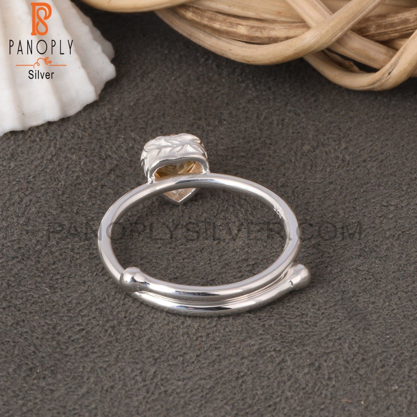 Citrine Heart Shape 925 Sterling Silver Ring