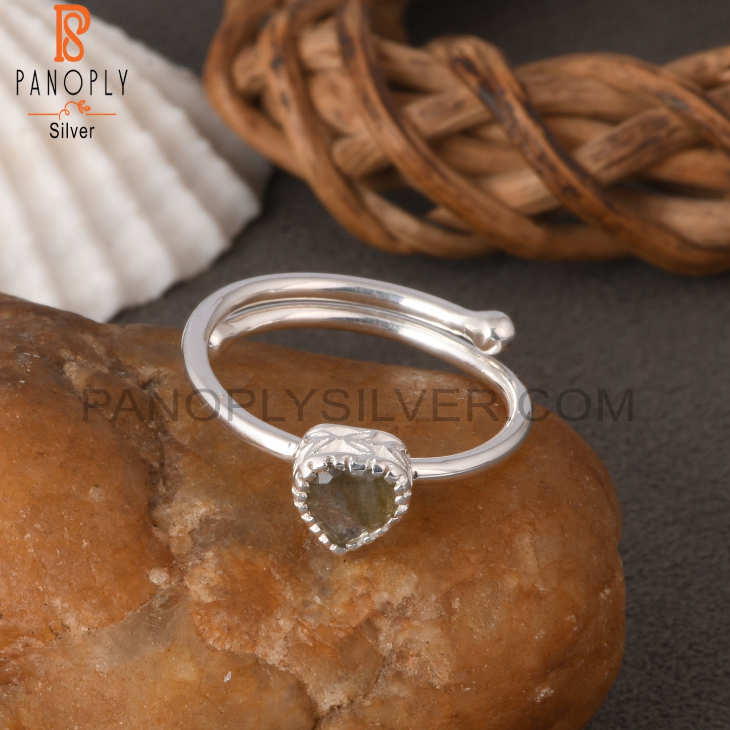 Labradorite Heart 925 Sterling Silver Love Ring