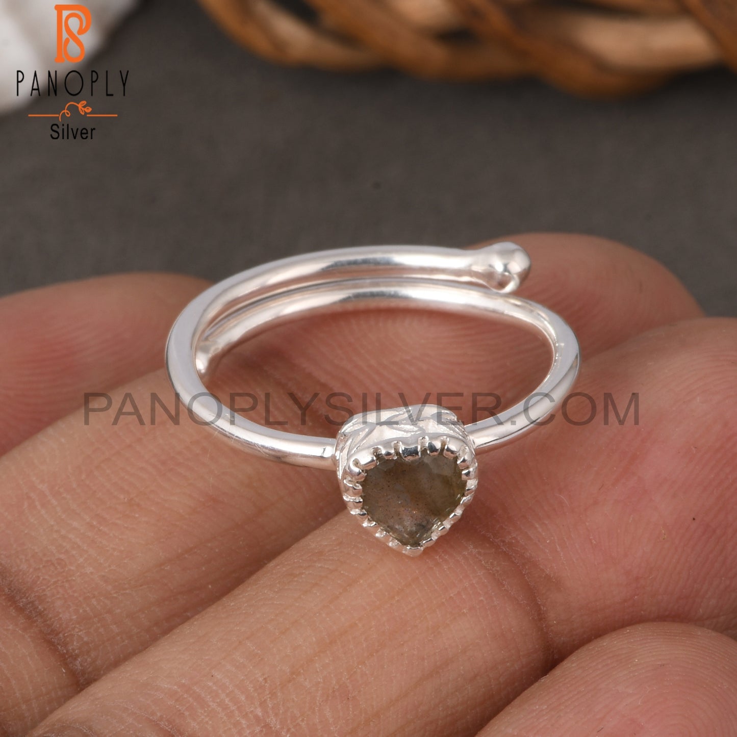 Labradorite Heart 925 Sterling Silver Love Ring