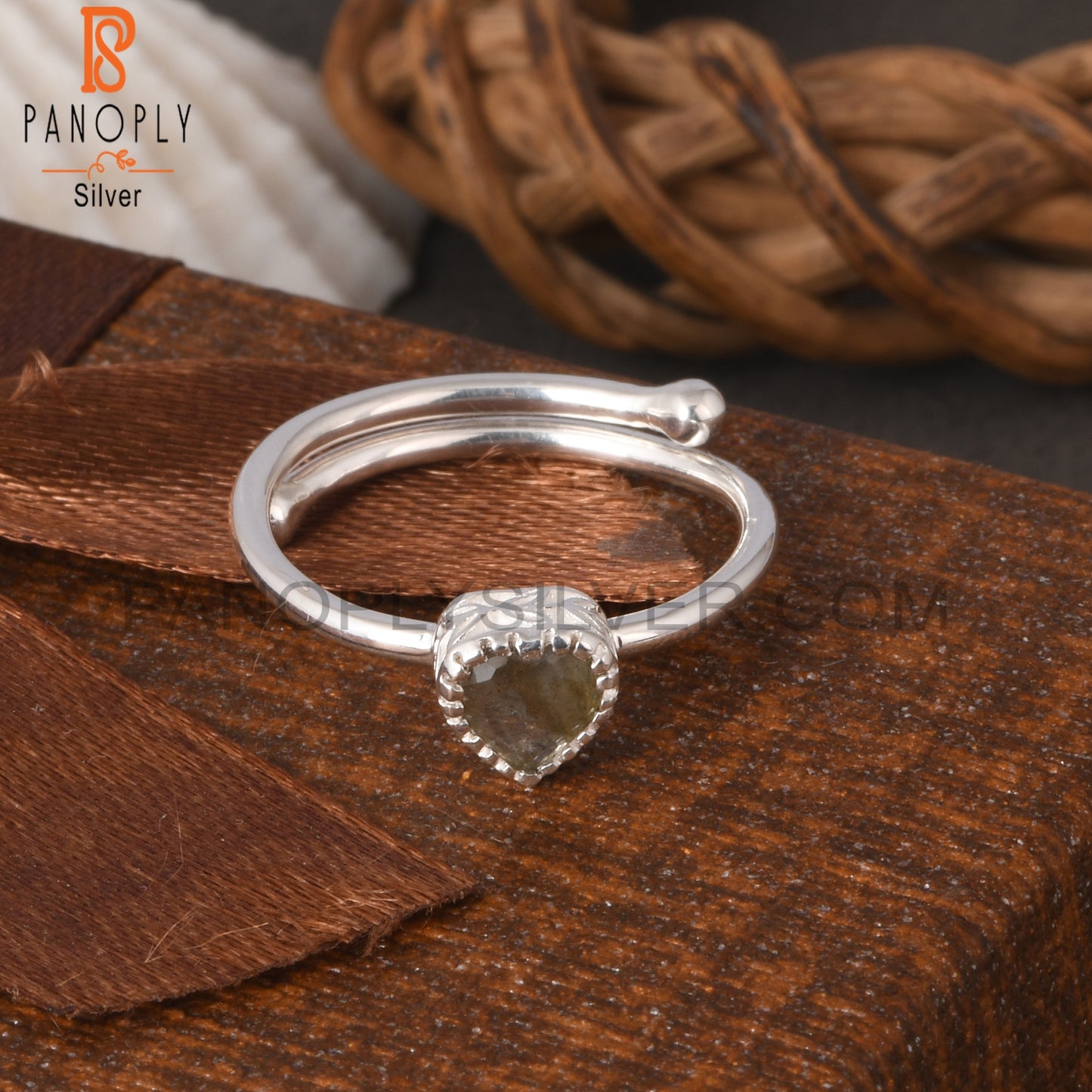 Labradorite Heart 925 Sterling Silver Love Ring