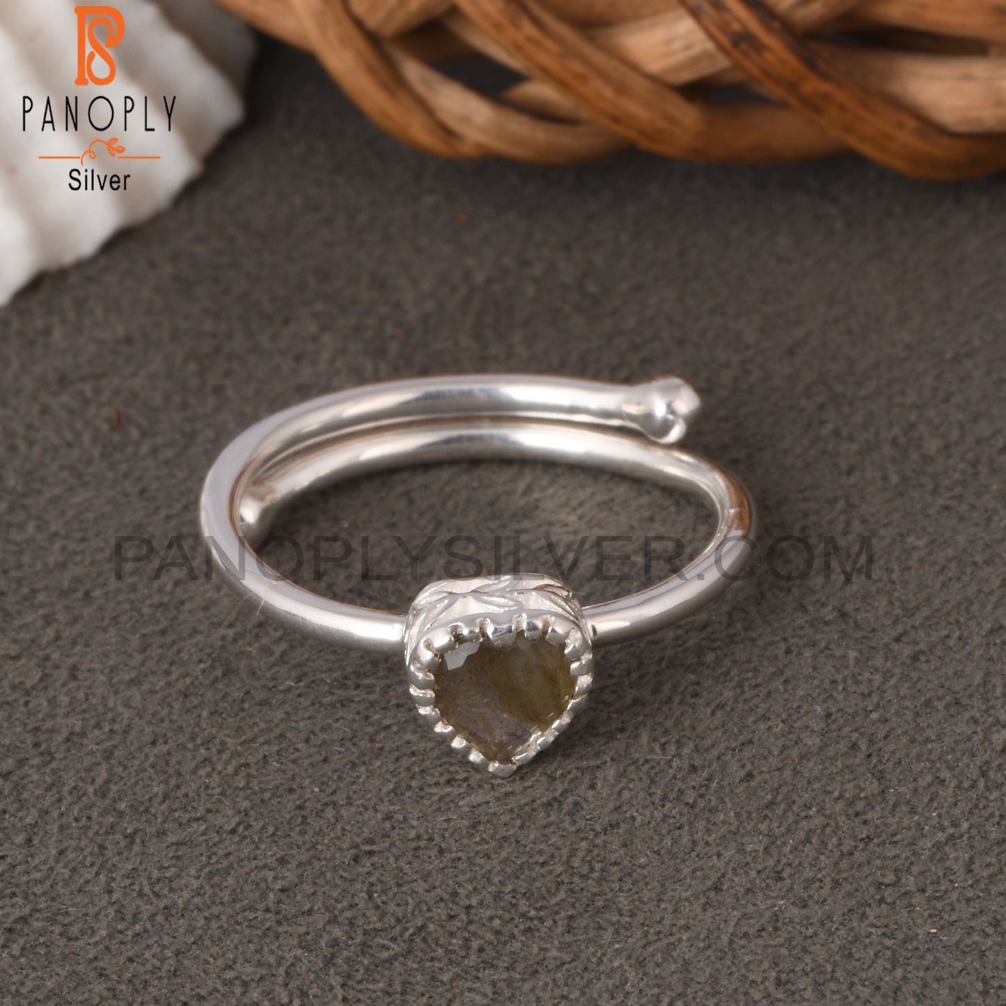 Labradorite Heart 925 Sterling Silver Love Ring