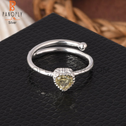 Lemon Topaz Heart Shape 925 Sterling Silver Girlfriend Ring