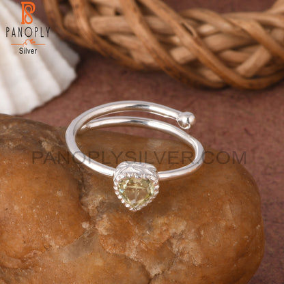 Lemon Topaz Heart Shape 925 Sterling Silver Girlfriend Ring