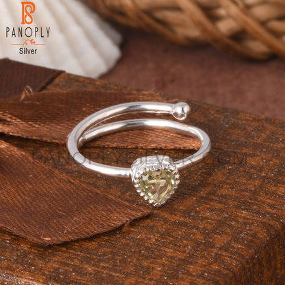 Lemon Topaz Heart Shape 925 Sterling Silver Girlfriend Ring