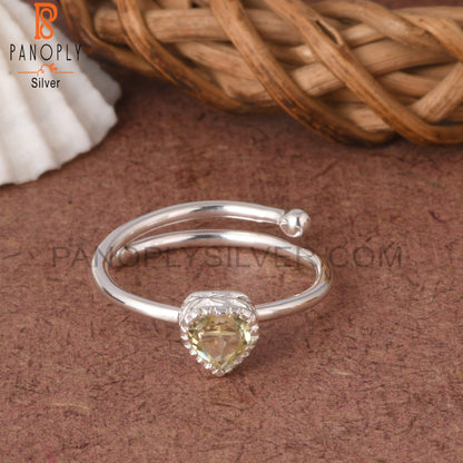 Lemon Topaz Heart Shape 925 Sterling Silver Girlfriend Ring