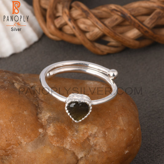 Gold Sheen Obsidian Heart Shape 925 Sterling Silver Ring