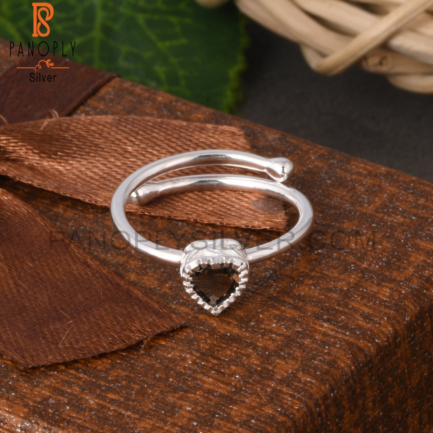 Smoky Heart Shape 925 Sterling Silver Ring