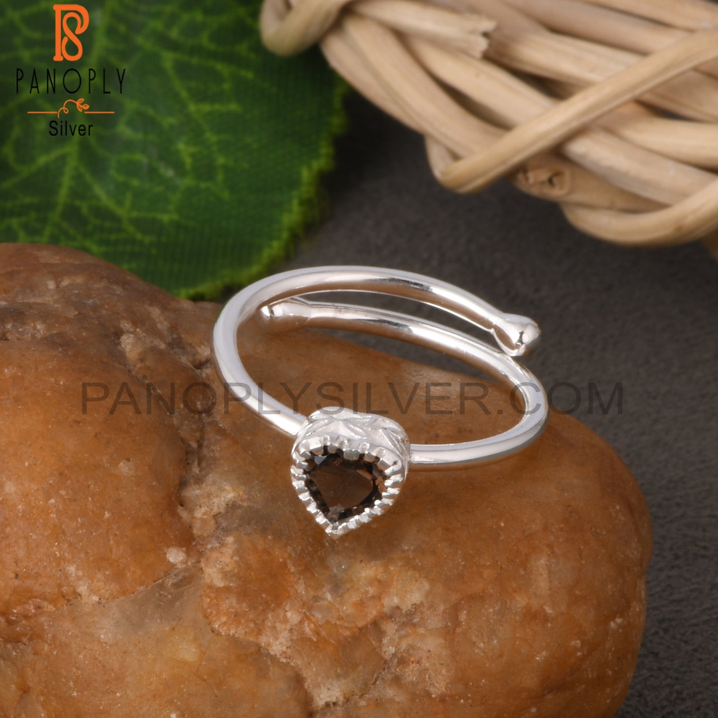 Smoky Heart Shape 925 Sterling Silver Ring