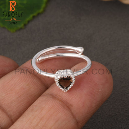 Smoky Heart Shape 925 Sterling Silver Ring